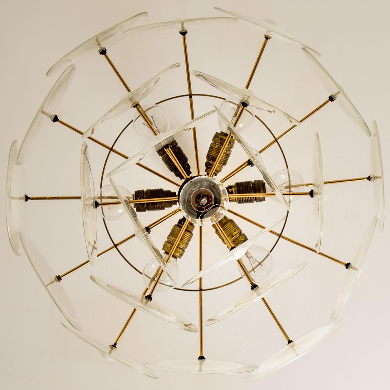 White Glass Disc Chandelier in the Style of Vistosi, Italy, 1970s For Sale 2