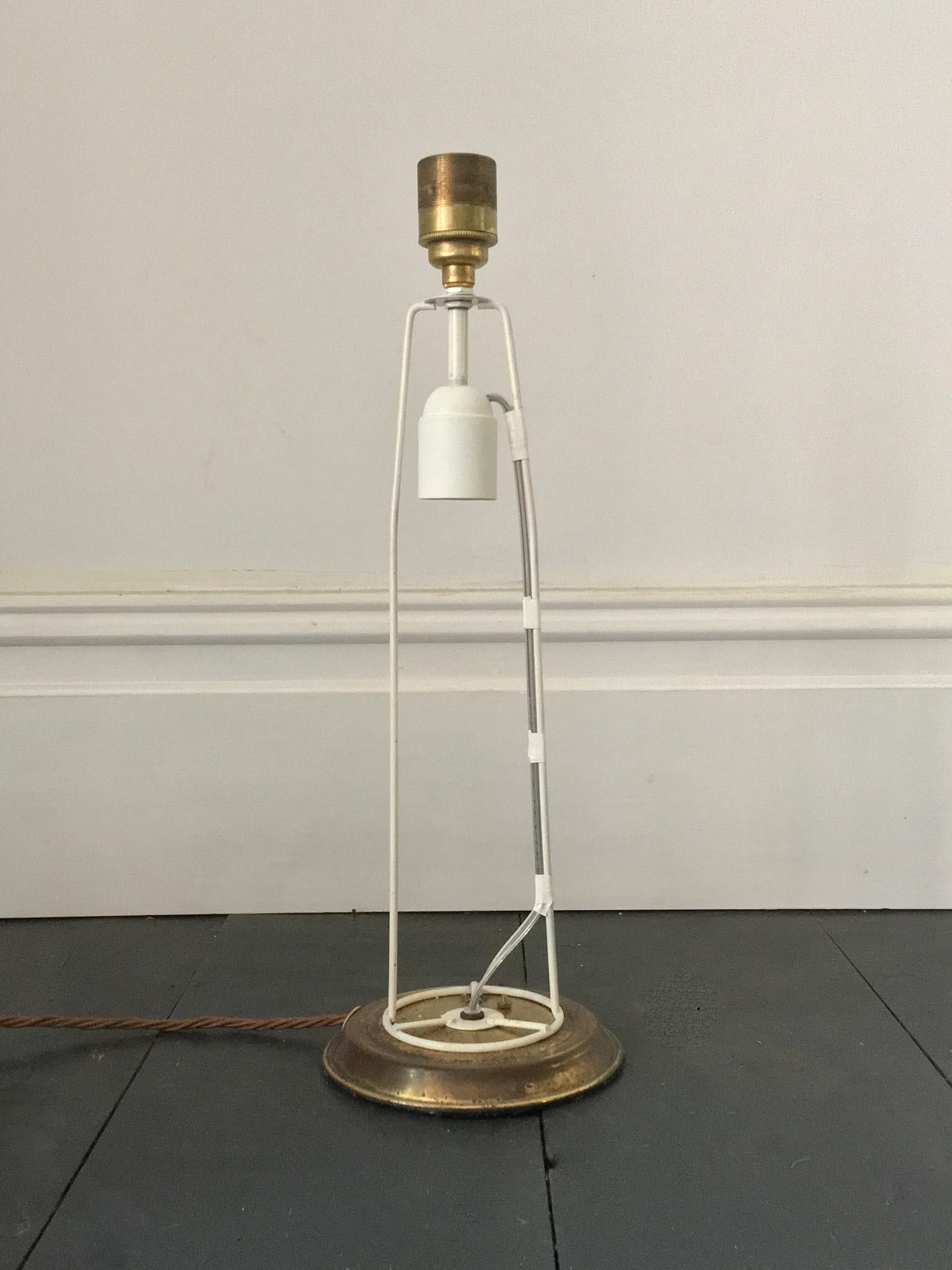 White Glass and Brass Lamp with Three-Way Switch, Mid-20th Century European 5