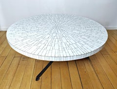 White Glass Mosaic Coffee Table, Germany, 1970s