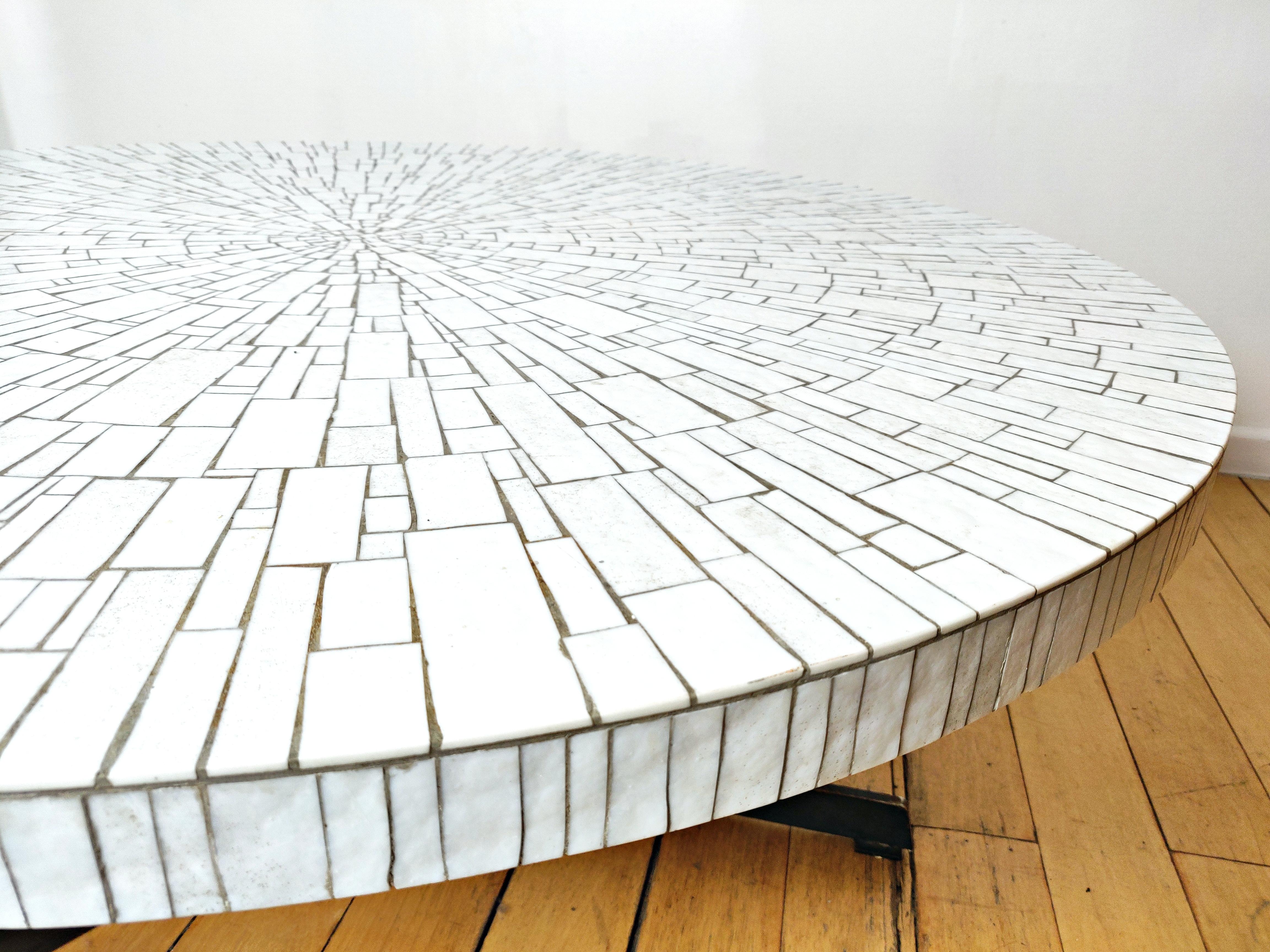 White Glass Mosaic Coffee Table, Germany, 1970s 3