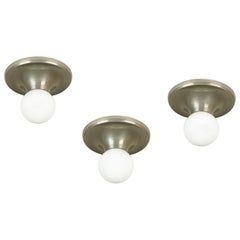 White Glass & Nickel Metal Lightball Wall/Ceiling Lamps by Castiglioni for Flos