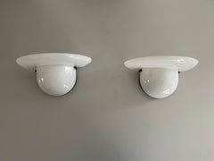 Paire d'appliques en verre blanc de VeArt, 1970, Italie