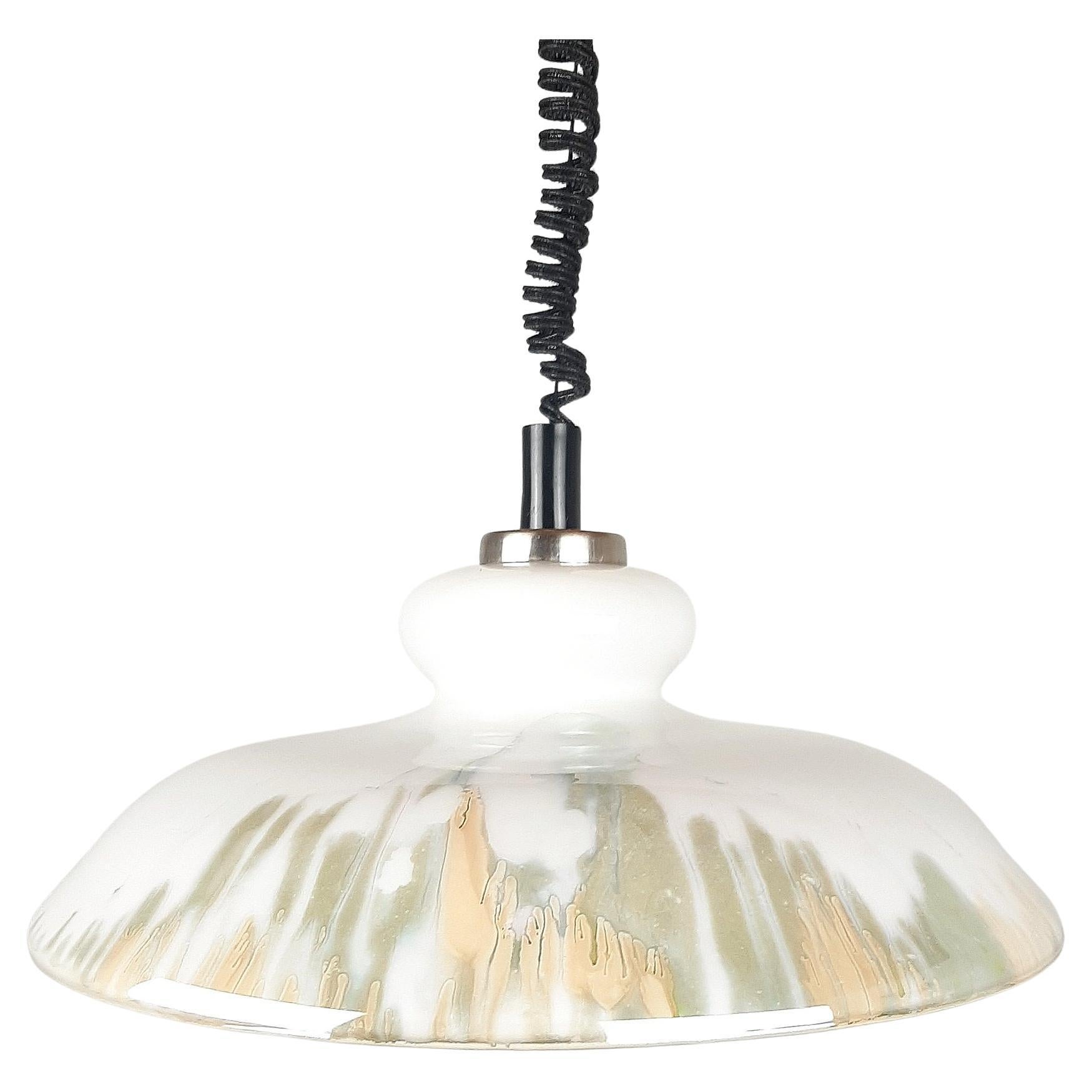 White Glass Pendant Lamp, Yugoslavia 1970s