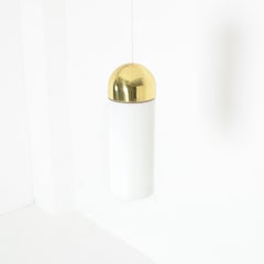 White Glass Pendant Lamps by Glashütte Limburg