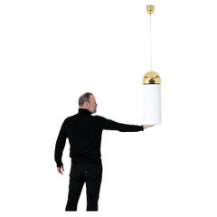White Glass Pendant Lamps by Glashütte Limburg