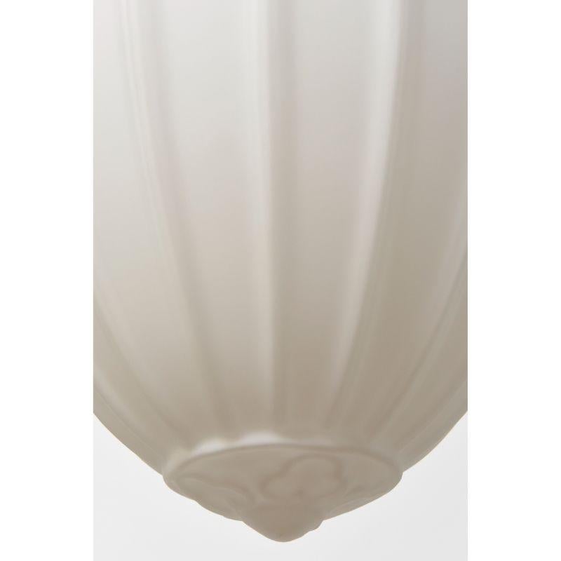 20th Century White Glass Pendant with Quatrefoil Border For Sale