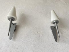 White Glass Pyramid Design Pair of Sconces by Böhmer Leuchten, 1970s, Germany
