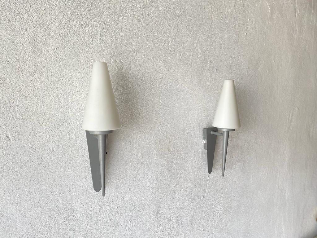 Space Age White Glass Pyramid Design Pair of Sconces by Böhmer Leuchten, 1970s, Germany For Sale