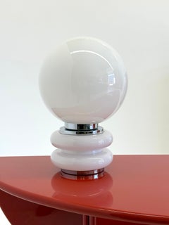 White glass Space Age spherical table lamp