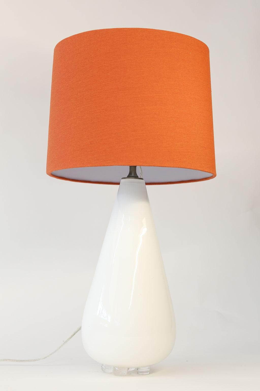 Linen White Cased Glass Table Lamp