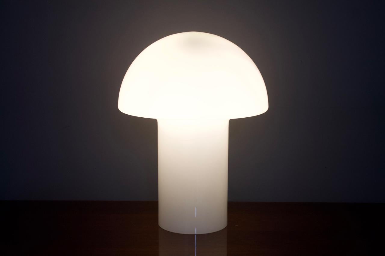 Mid-Century Modern White Glass Table Lamp by Peill & Putzler, Germany, 1970s
