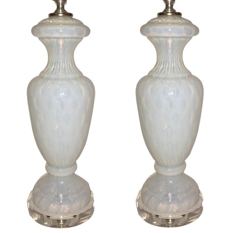 Pair of Opaline Glass Table Lamps For Sale at 1stDibs