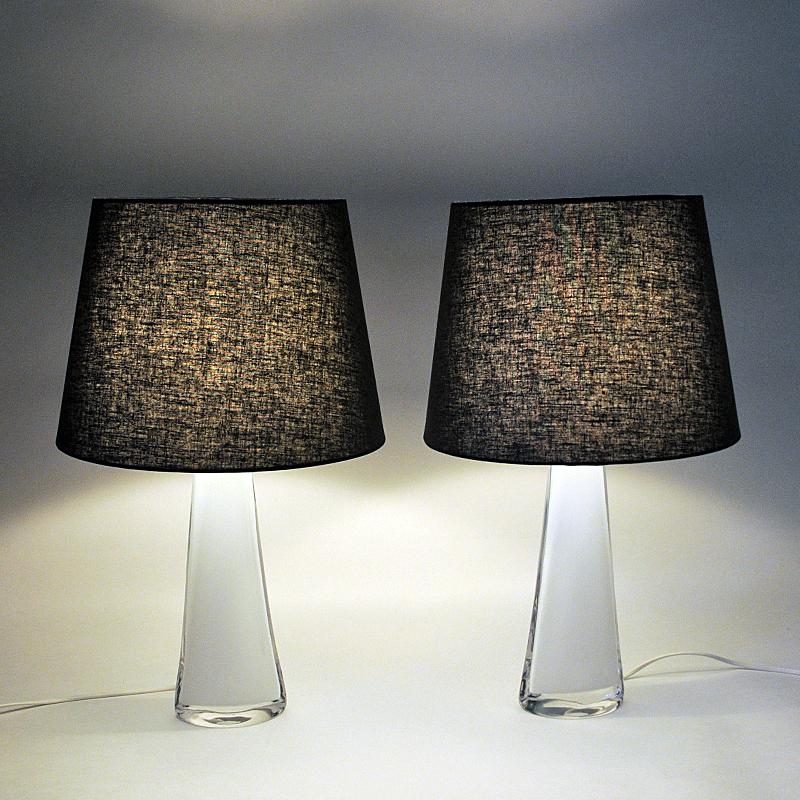 Mid-20th Century White Glass Tablelamp Pair by Carl Fagerlund for Orrefors, Sweden 1960s