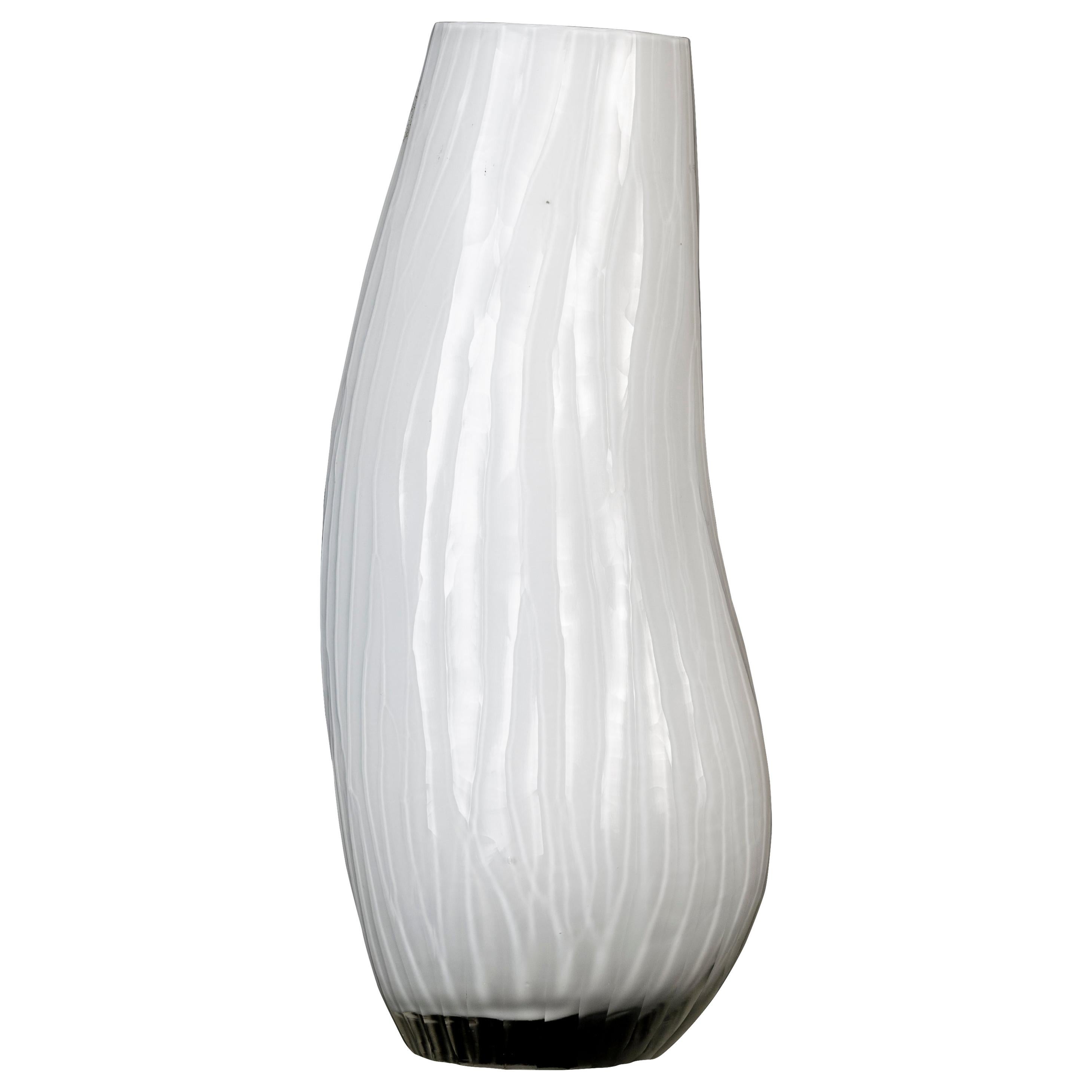 White Glass Vase, Italy, 1970s For Sale