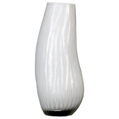 Vintage White Glass Vase, Italy, 1970s