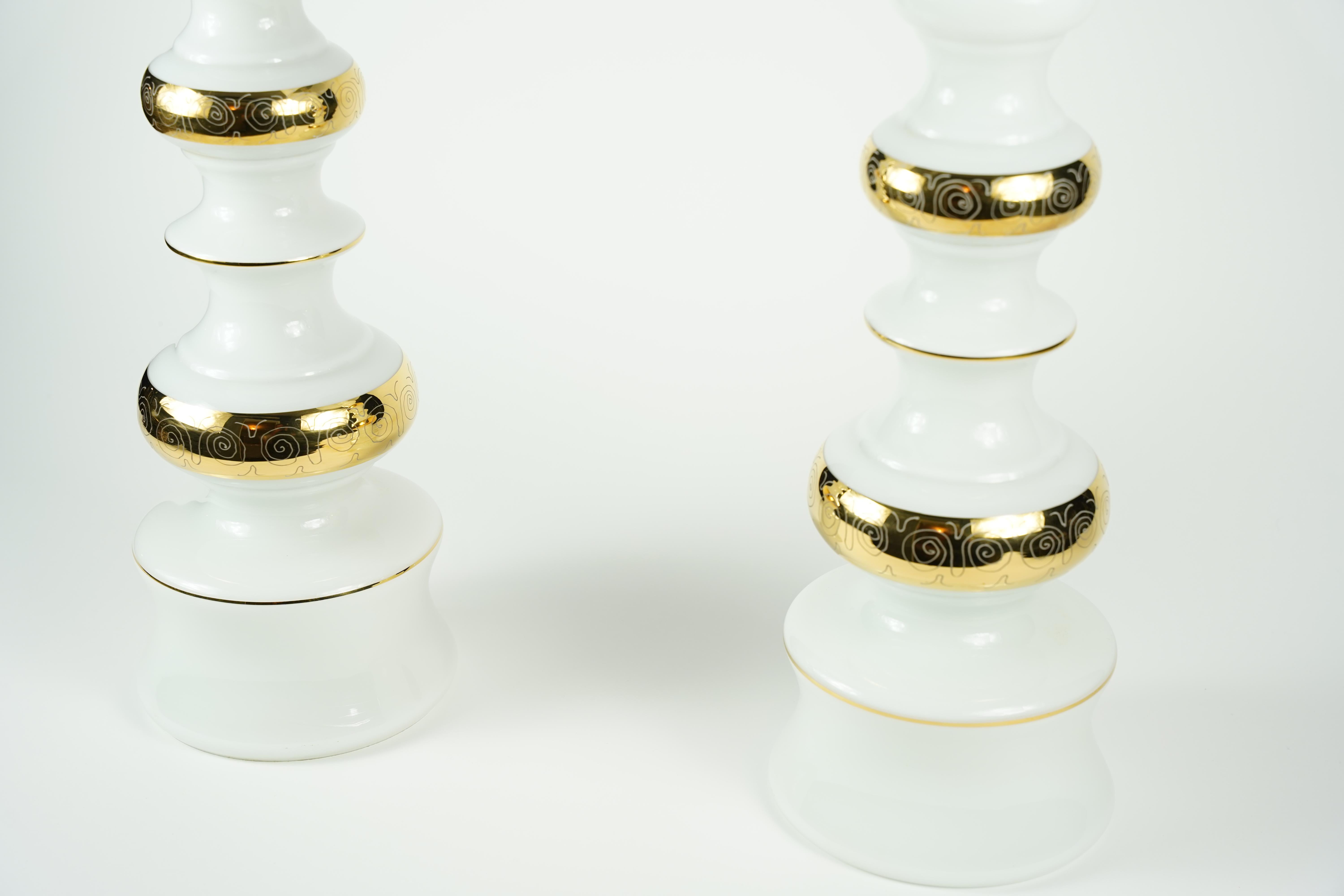 Cast White glass with gold pattern, Rosdala Lamps, 1970 Sweden For Sale