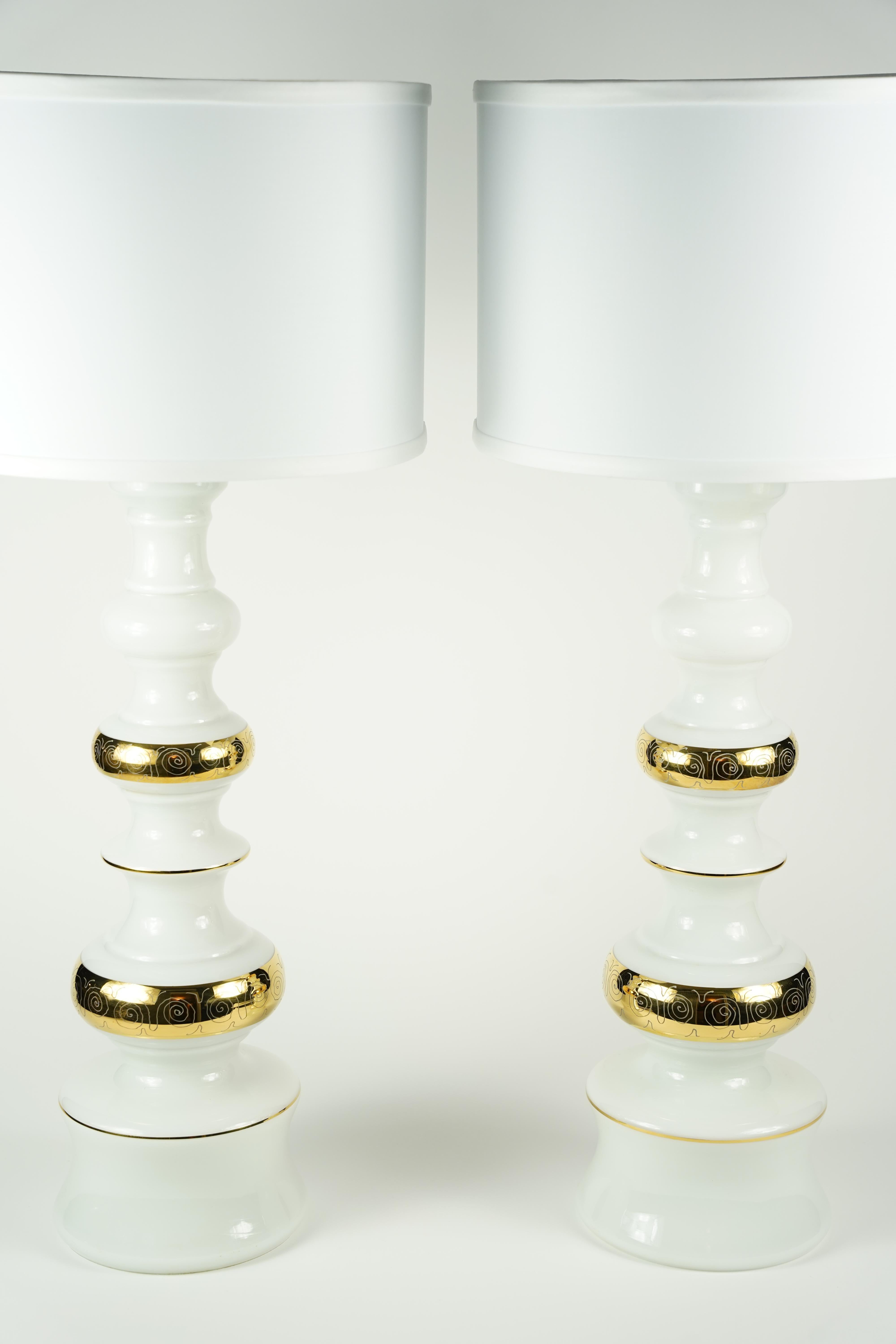 20th Century White glass with gold pattern, Rosdala Lamps, 1970 Sweden For Sale