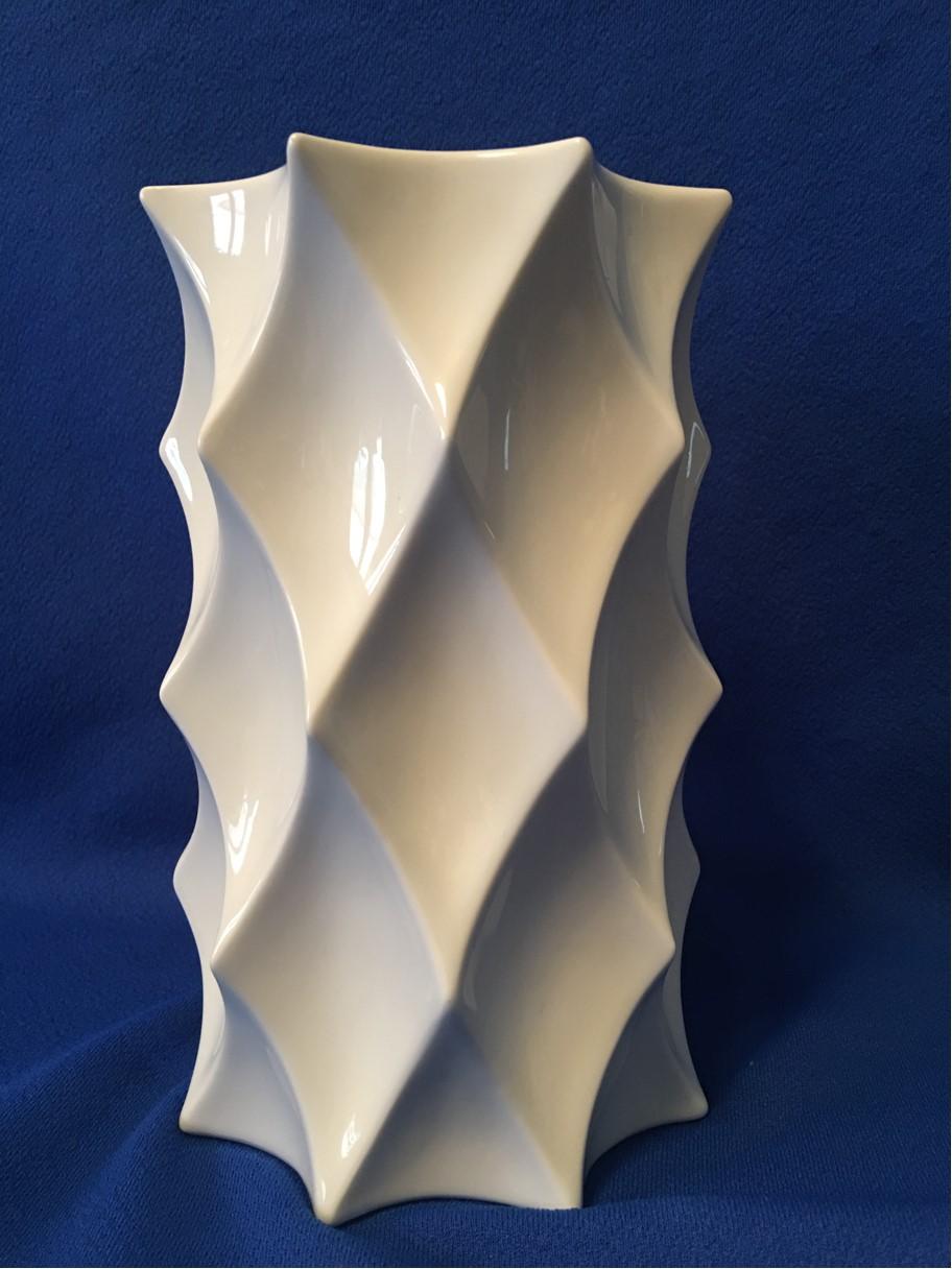 German White Glaze Geometric Vase Gerold Porcelain Bavaria For Sale