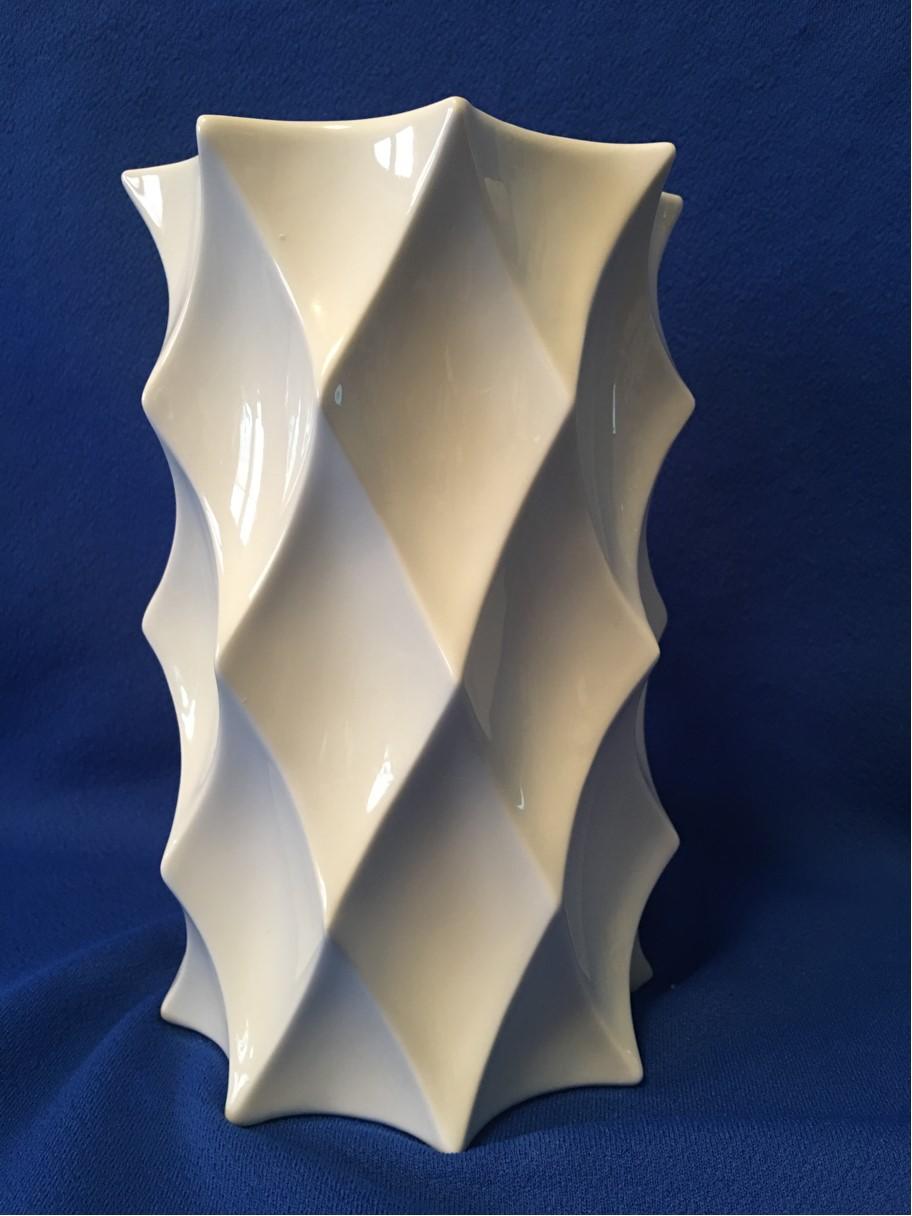 White Glaze Geometric Vase Gerold Porcelain Bavaria In Good Condition For Sale In Frisco, TX