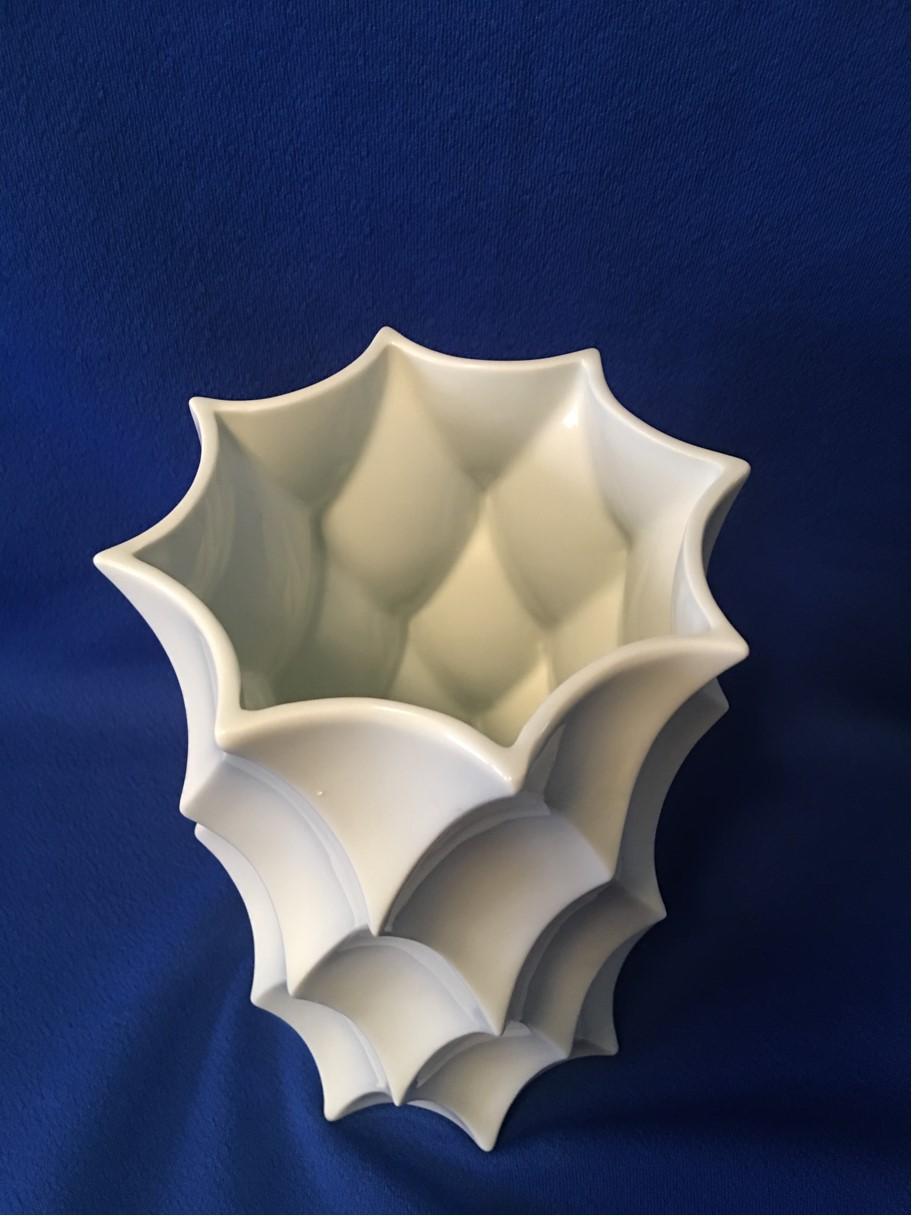 Mid-20th Century White Glaze Geometric Vase Gerold Porcelain Bavaria For Sale
