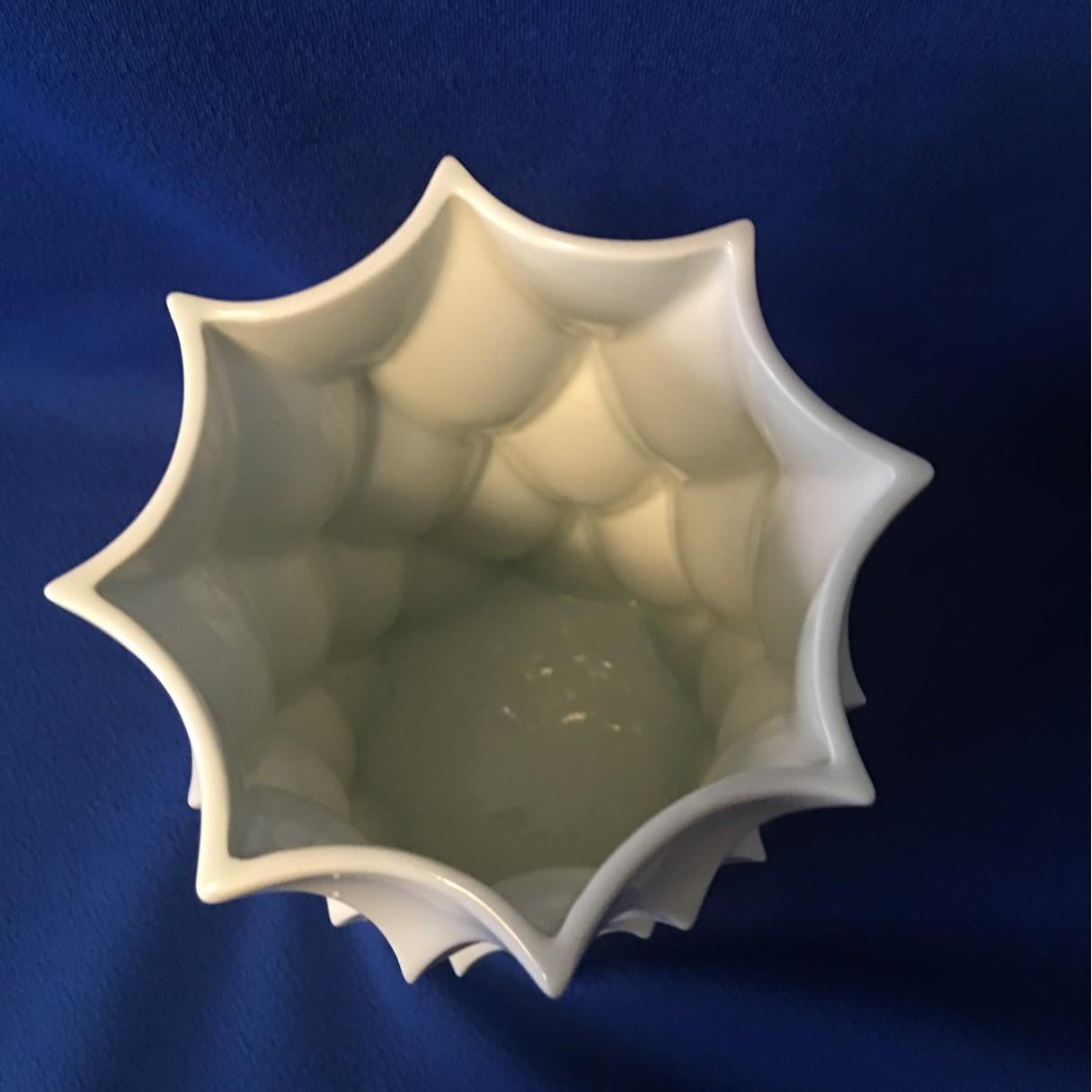 White Glaze Geometric Vase Gerold Porcelain Bavaria For Sale 1