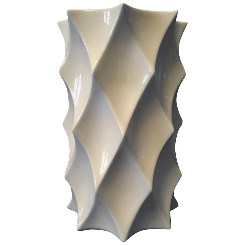 White Glaze Geometric Vase Gerold Porcelain Bavaria For Sale