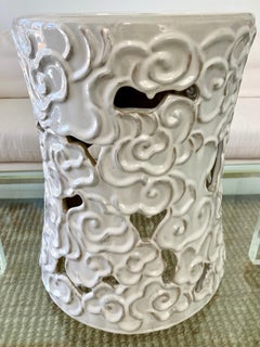 White Glazed Ceramic Cloud Garden Seat