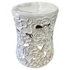 Used White Glazed Ceramic Cloud Garden Seat