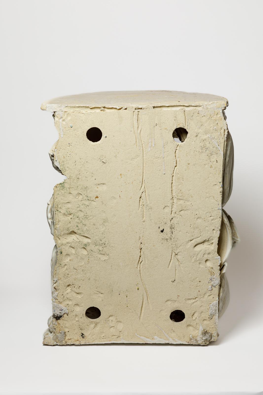 Beaux Arts White glazed ceramic console or bedside table by Patrick Crulis, 2025. For Sale