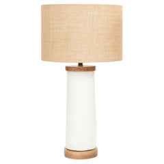 Lampe cylindrique en céramique émaillée blanche