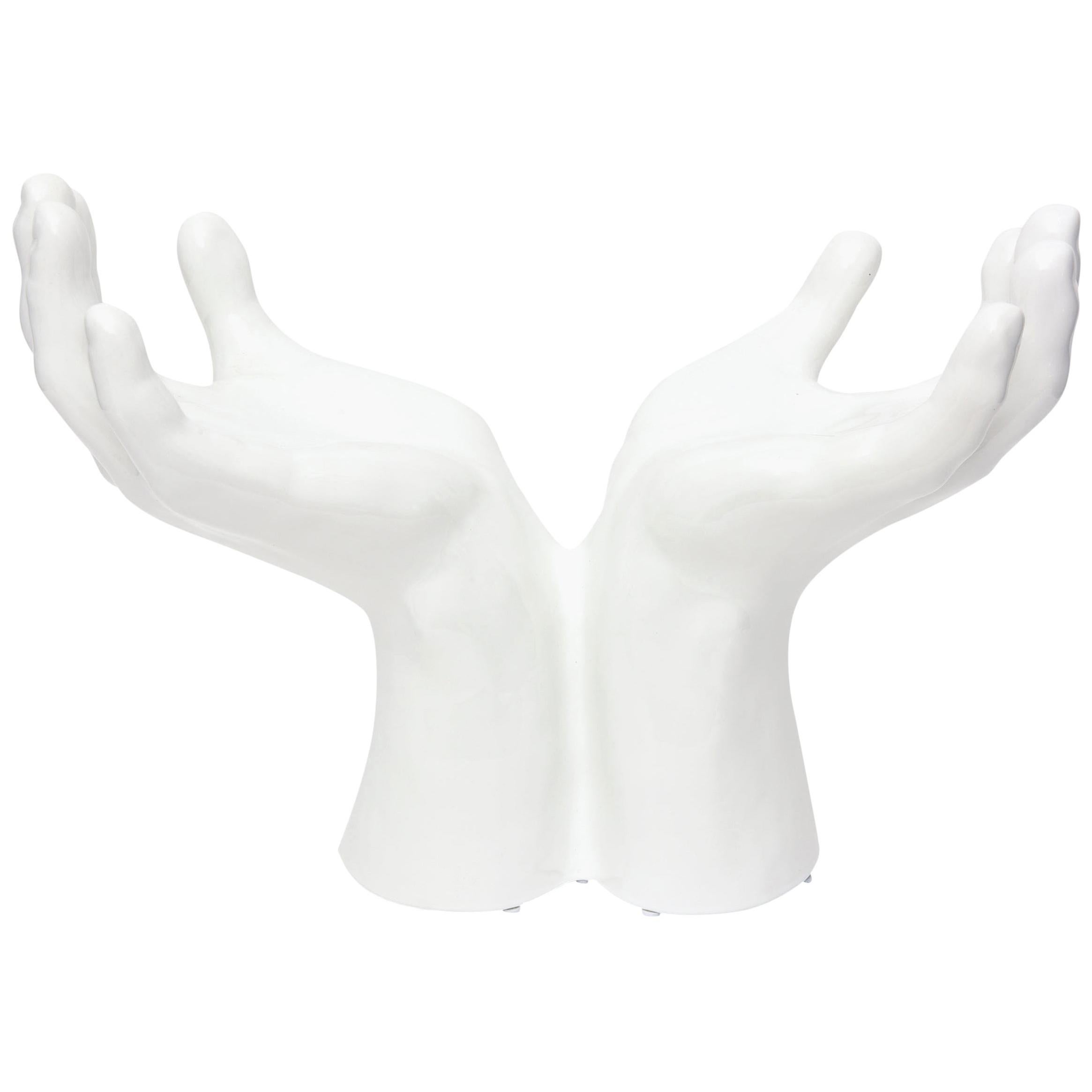 White Glazed Ceramic Hands Sculpture Italian Vintage