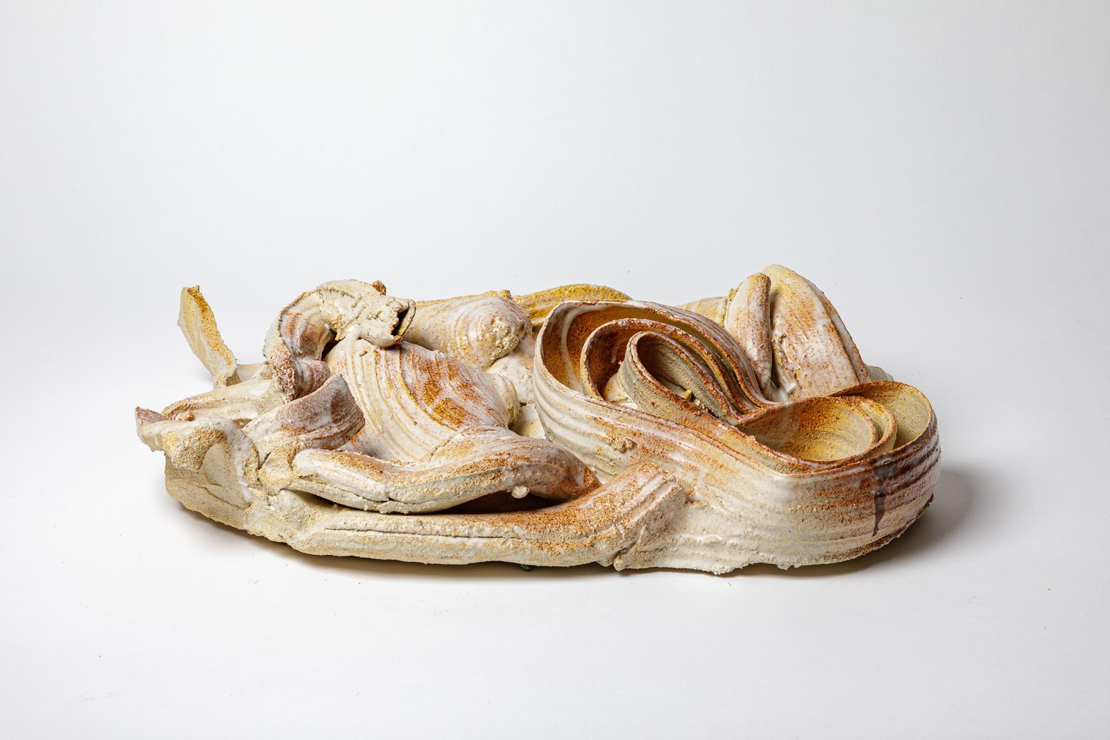 Escultura mural de cerámica vidriada blanca de Patrick Crulis, 2025. Francés en venta