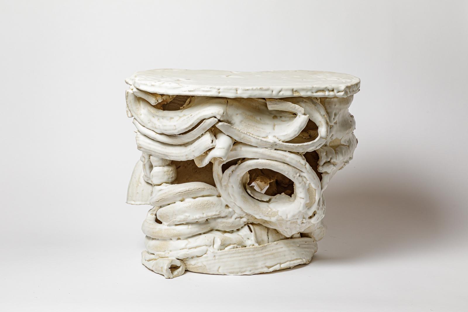 White glazed ceramic table by Patrick Crulis, 2025. en Nuevo estado para la venta en Saint-Ouen, FR