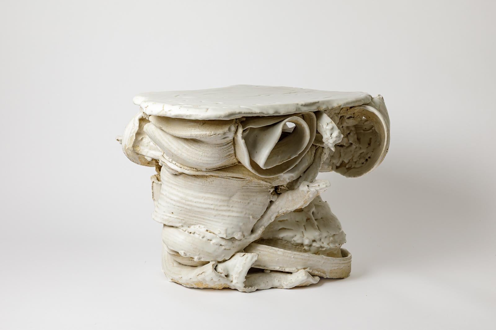 XXIe siècle et contemporain Table en céramique émaillée blanche de Patrick Crulis, 2025 en vente