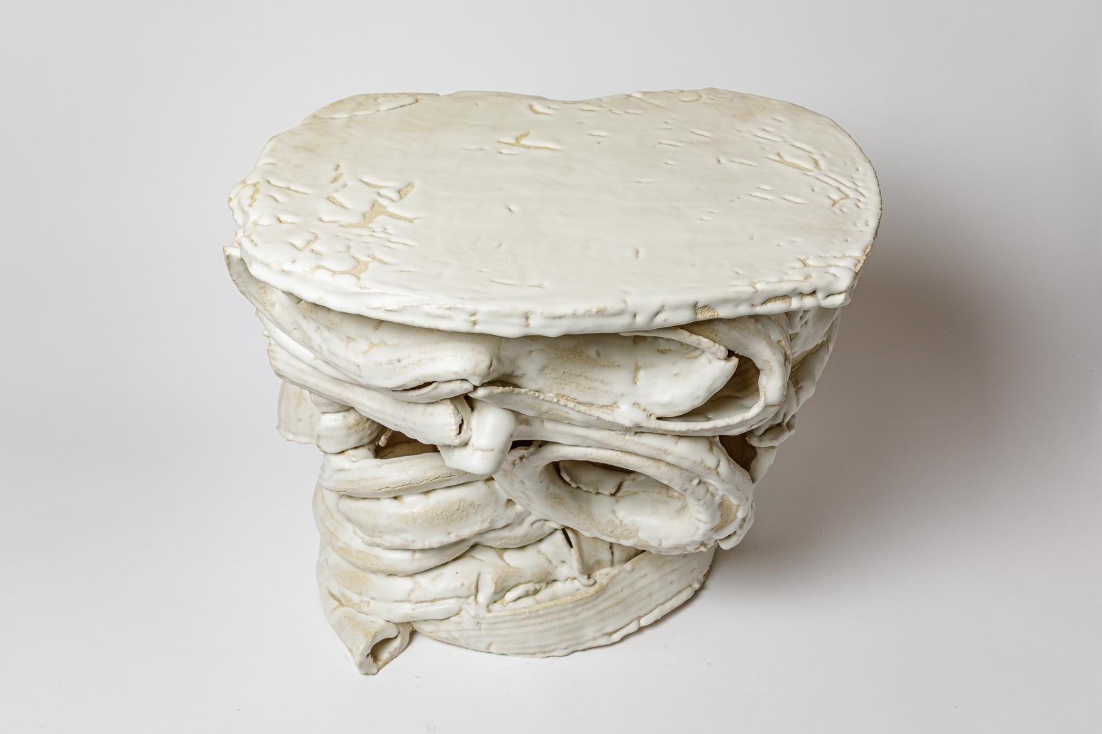 White glazed ceramic table by Patrick Crulis, 2025. Siglo XXI y contemporáneo en venta