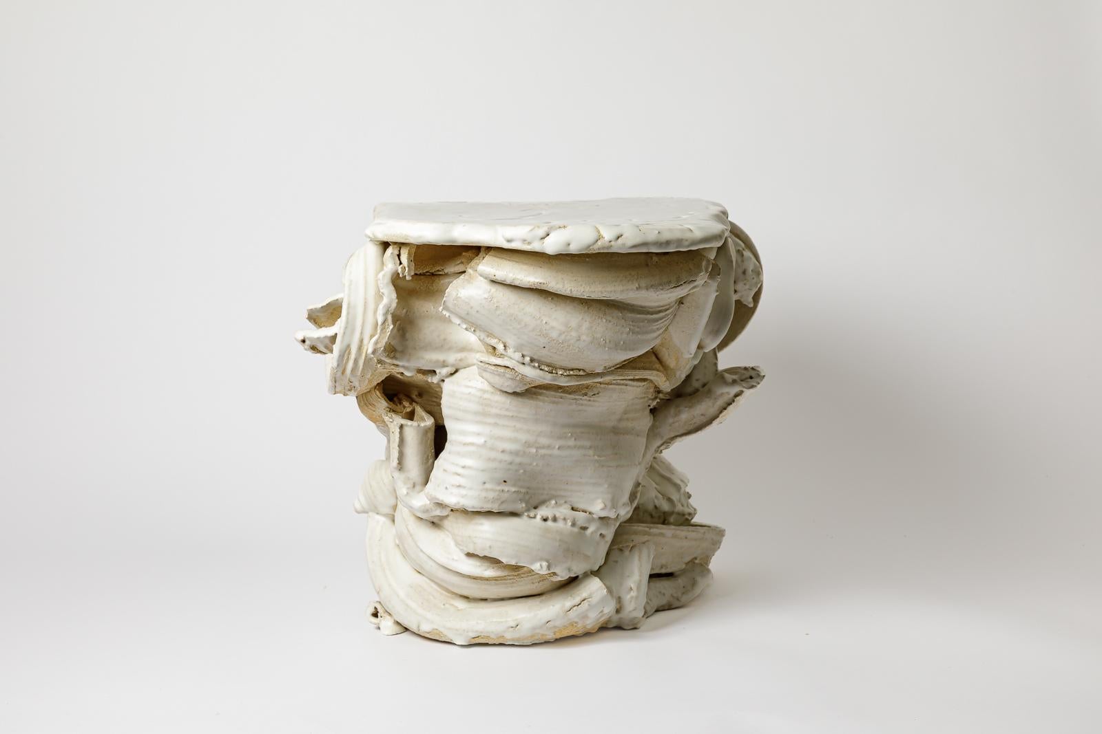 Céramique Table en céramique émaillée blanche de Patrick Crulis, 2025 en vente