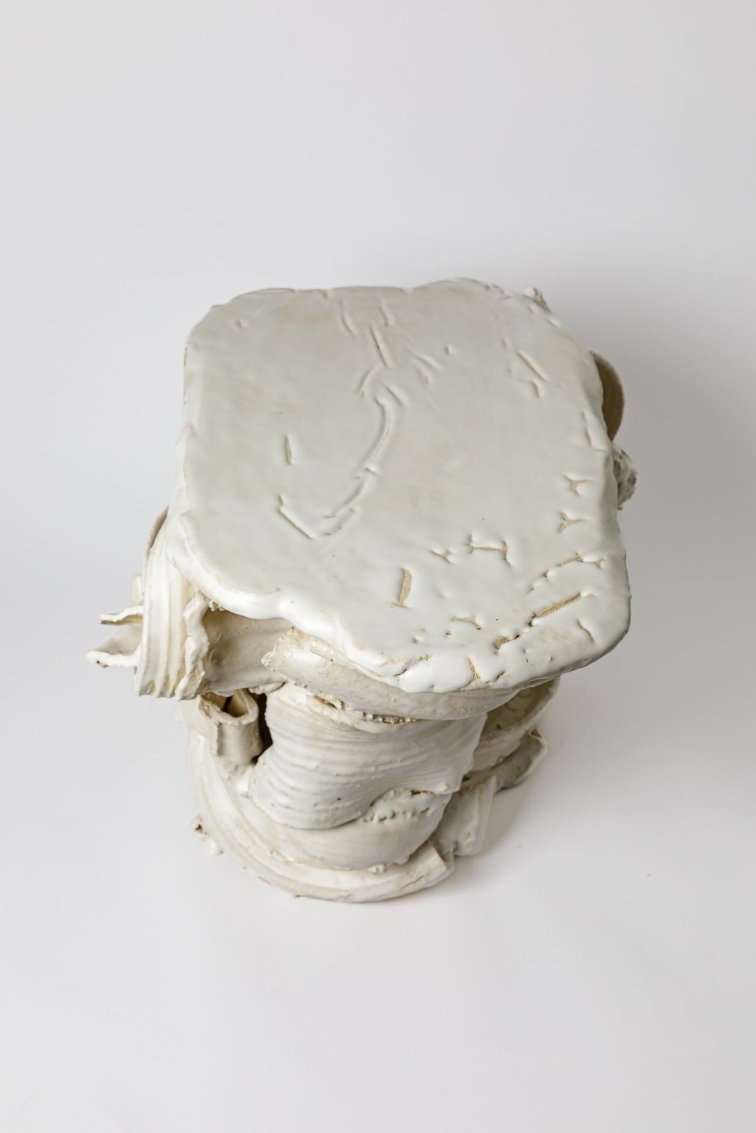 Table en céramique émaillée blanche de Patrick Crulis, 2025 en vente 1