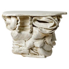 White glazed ceramic table by Patrick Crulis, 2025.