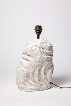White glazed ceramic table lamp by Hervé Rousseau, 2022 / Réf 13