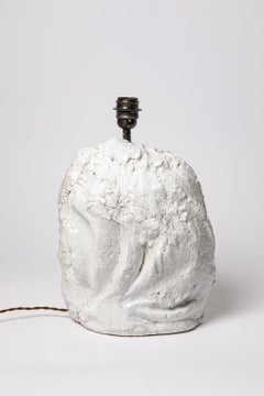 Lámpara de mesa de cerámica esmaltada blanca de Hervé Rousseau, 2022 / Réf 17