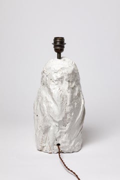 White glazed ceramic table lamp by Hervé Rousseau, 2022 / Réf 18