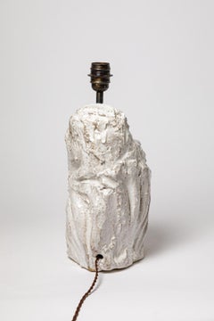 White glazed ceramic table lamp by Hervé Rousseau, 2022 / Réf 20
