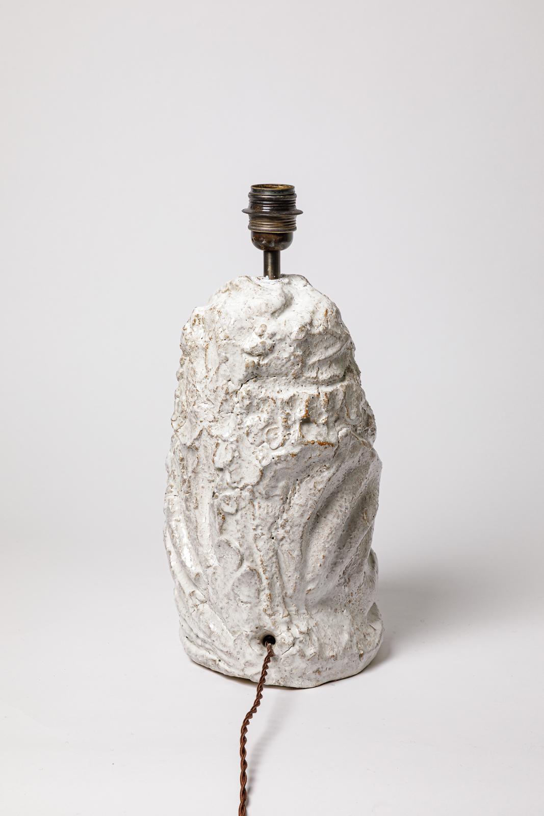 Beaux-Arts Lampe de table en céramique émaillée blanche d'Hervé Rousseau, 2022 / Réf 14 en vente