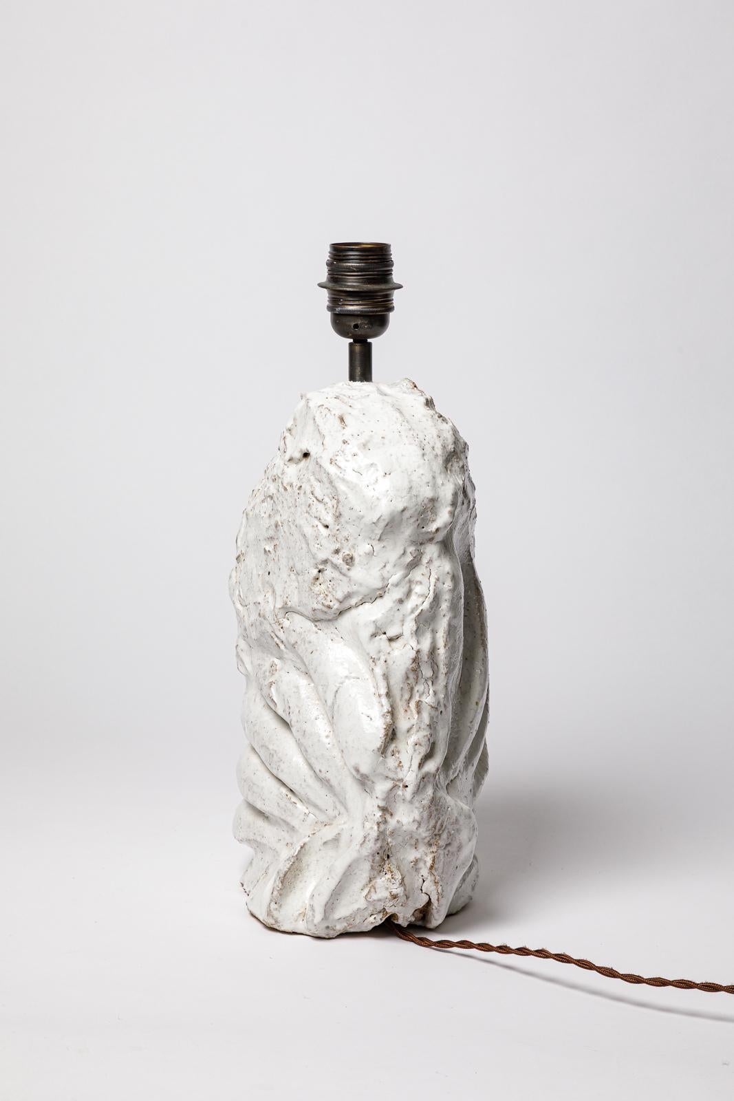 Lampe à poser en céramique émaillée blanche d'Hervé Rousseau, 2022 / Réf 12 Neuf - En vente à Saint-Ouen, FR