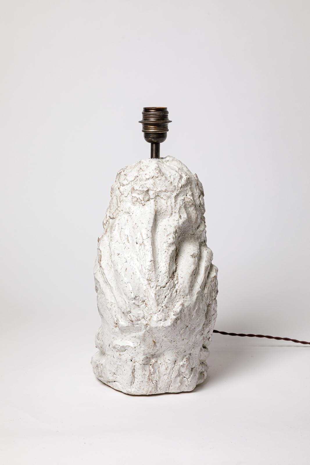 Lampe de table en céramique émaillée blanche d'Hervé Rousseau, 2022 / Réf 14 Neuf - En vente à Saint-Ouen, FR