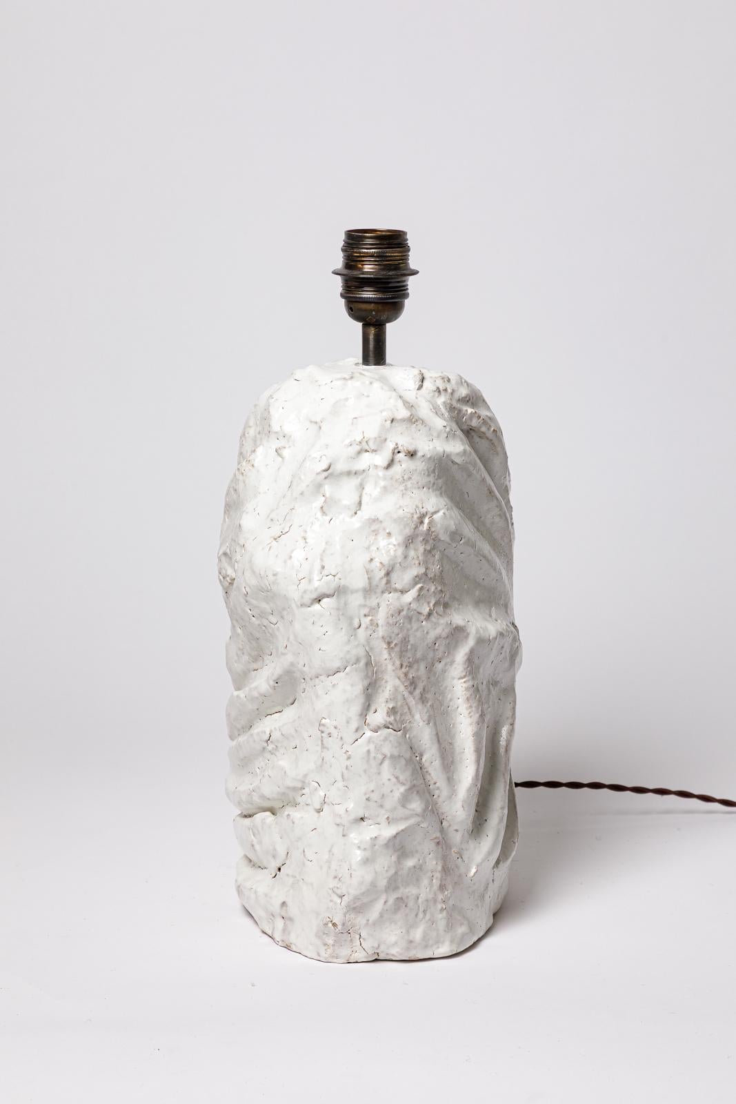 Lampe à poser en céramique émaillée blanche par Hervé Rousseau, 2022 / Réf 16 Neuf - En vente à Saint-Ouen, FR