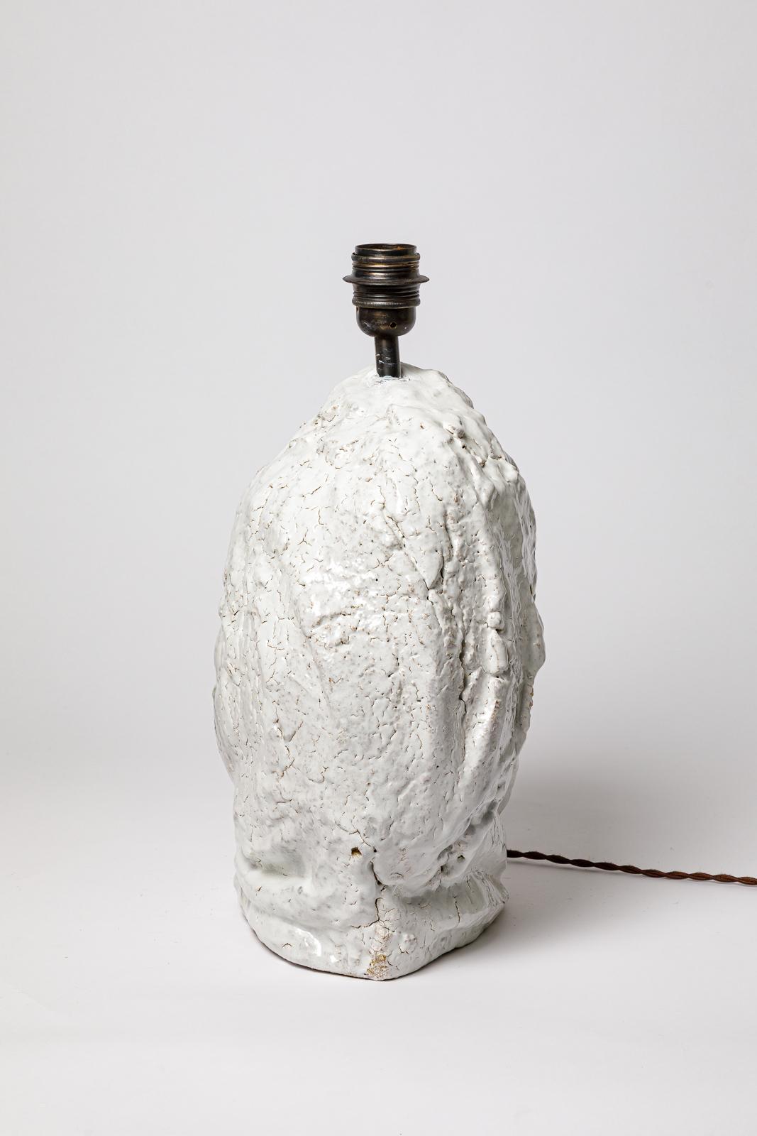 Lampada da tavolo in ceramica smaltata bianca di Hervé Rousseau, 2022 / Réf 17 In condizioni Nuovo in vendita a Saint-Ouen, FR