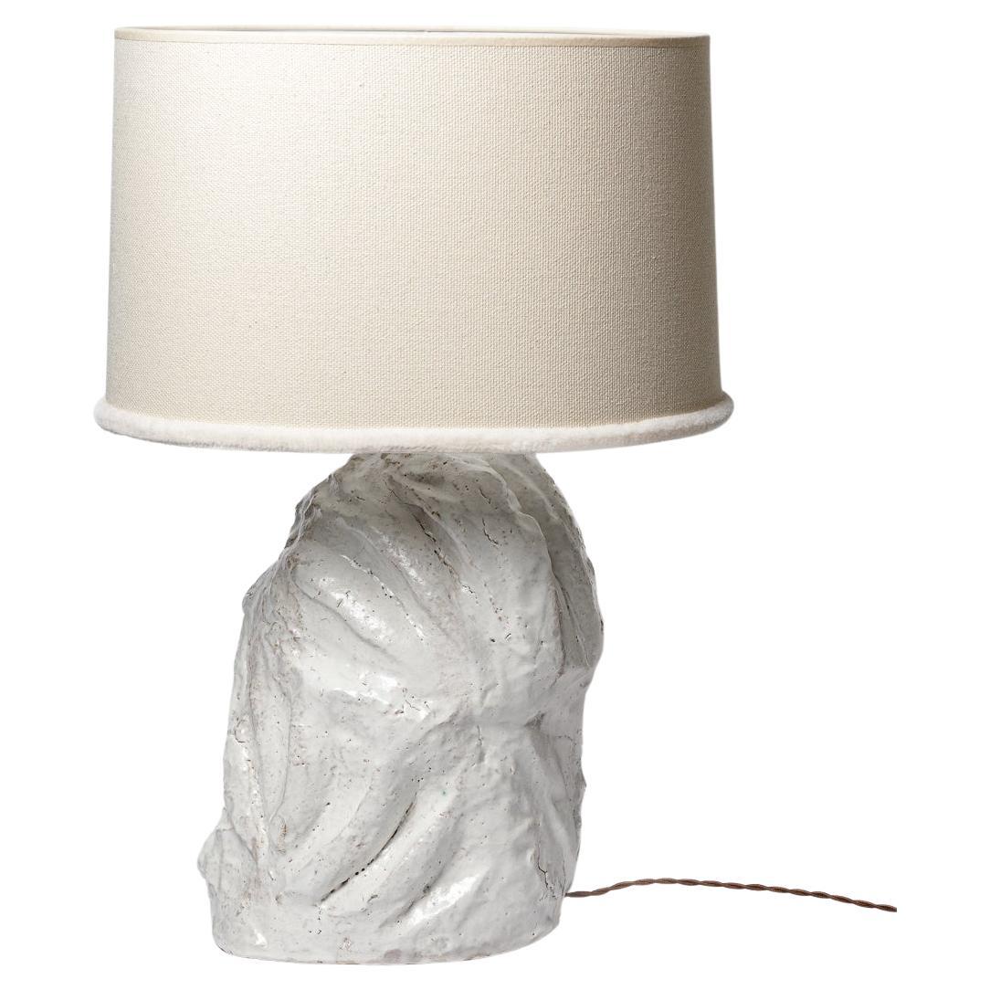 White glazed ceramic table lamp by Hervé Rousseau, 2022 / Réf 16