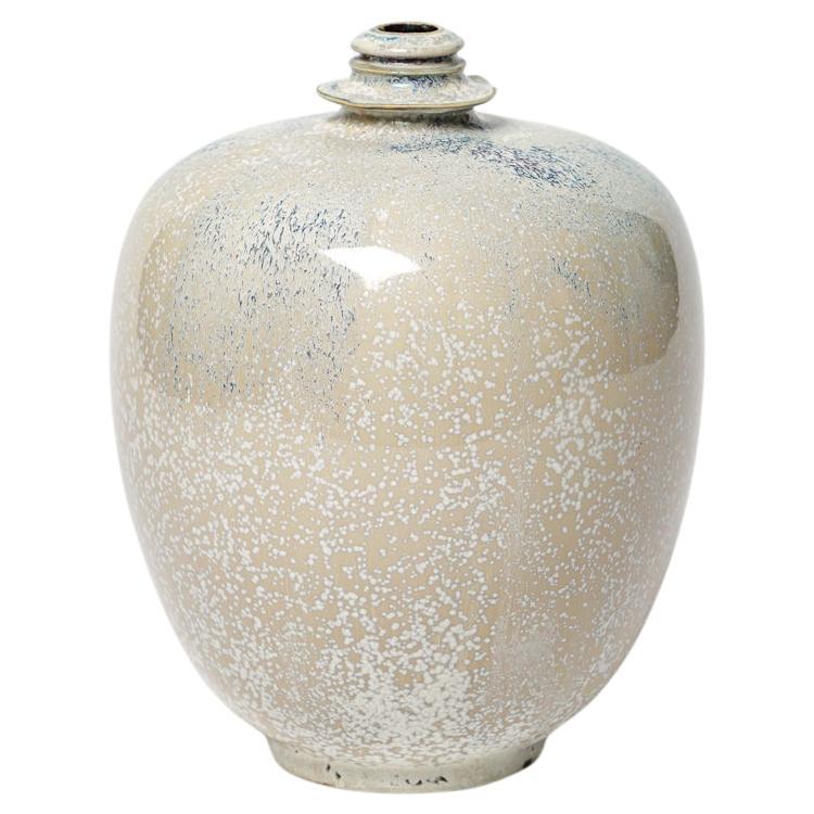 White glazed ceramic vase by Michel Lanos