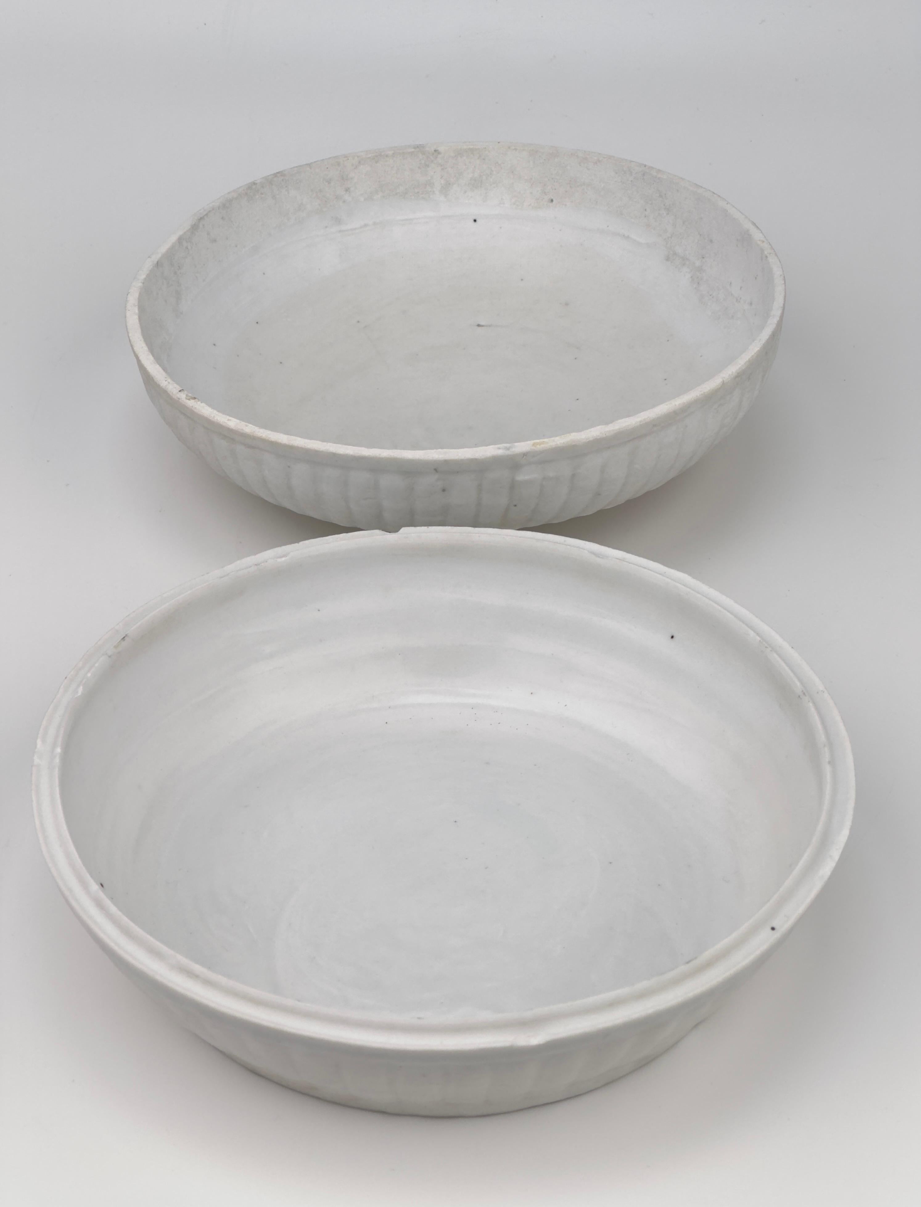 Ceramic White-glazed Circular Box and Cover, Qing Dynasty, Kangxi Era, Circa 1690 For Sale